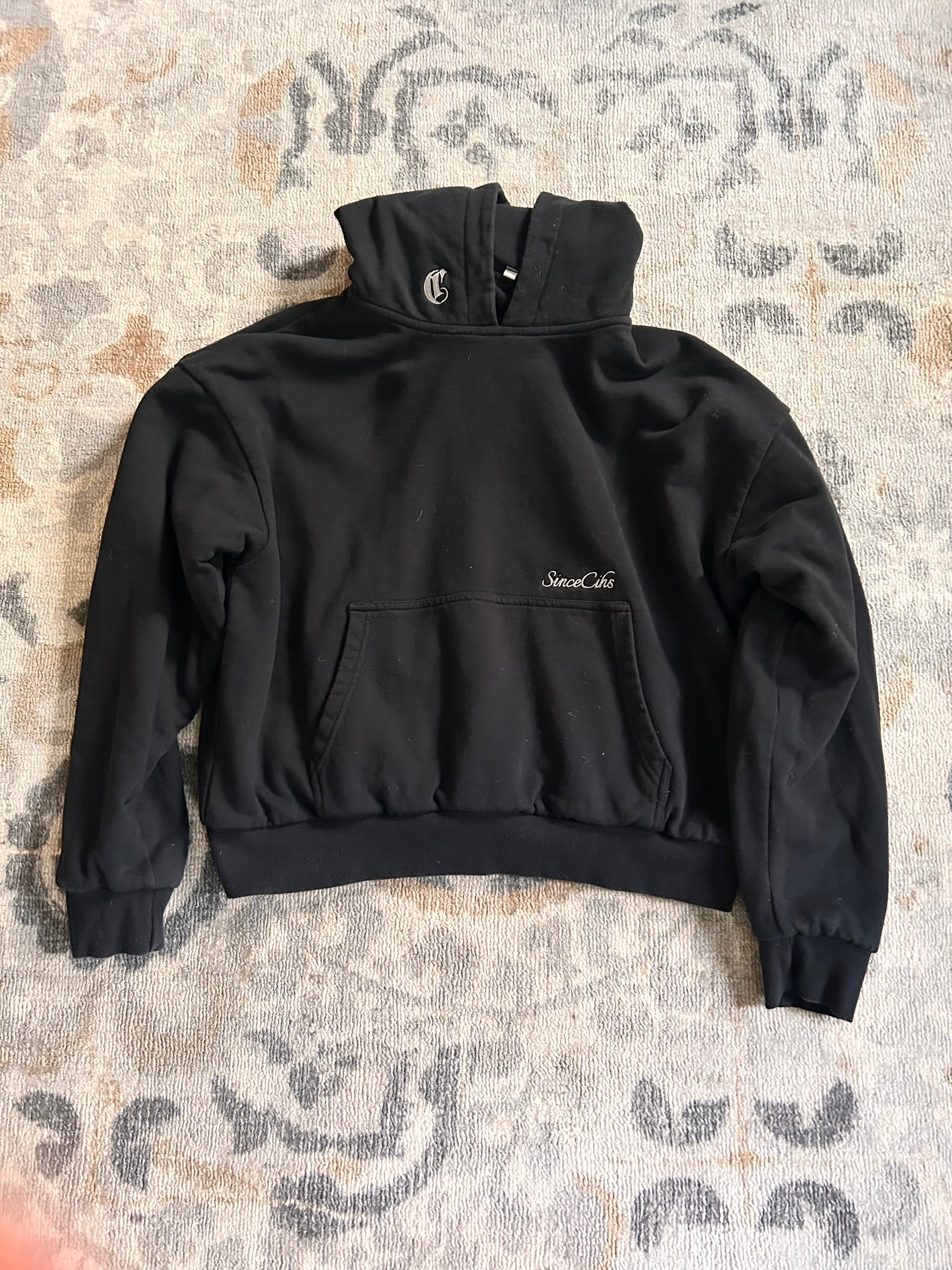 Double Embroidered Hoodie Black