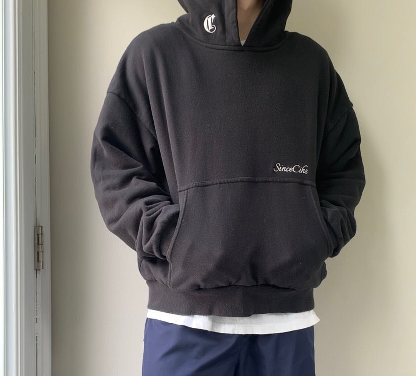 Double Embroidered Hoodie Black